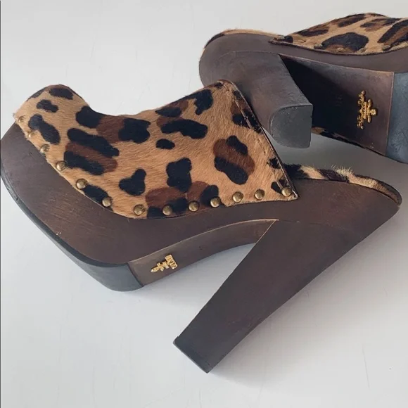 Prada top leopard mules